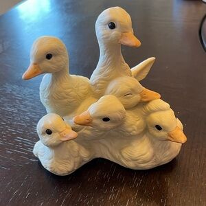 Vintage 80s Homco Cream and Orange Duckling Figurine Group